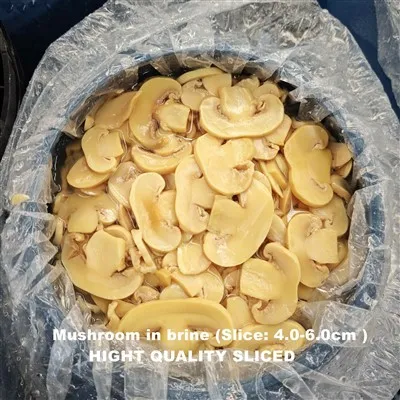 Champiñones en salmuera en rodajas en bidones de plástico
